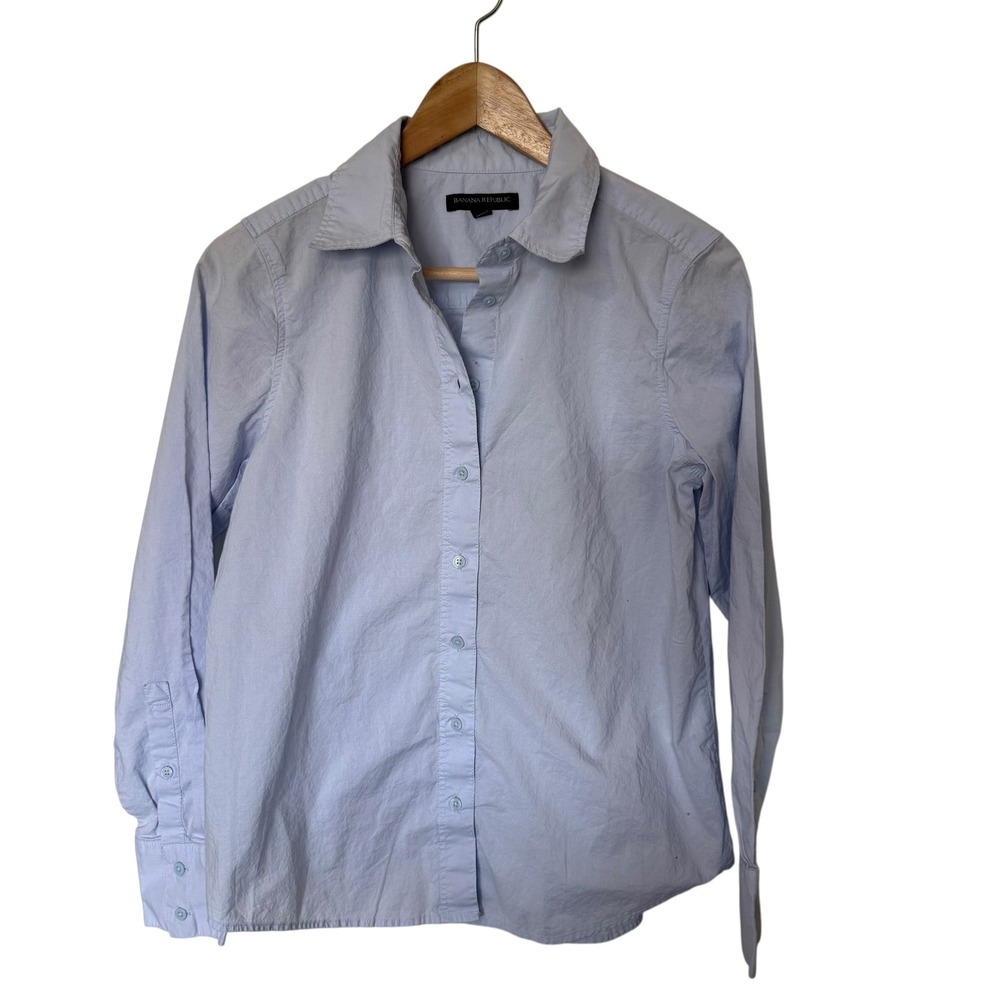 Banana Republic Button Down Shirt Women XS Light Blue Cotton Long Sleeve Top